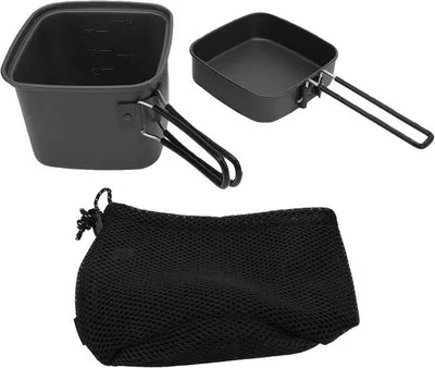 Produktbild von Camping Kochgeschirr Set - Camping Topfpfanne - Außen Kochen - Antiankrackschicht - 15 x 15 x 15 cm - Silber