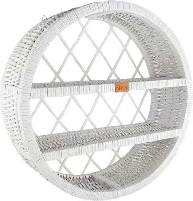 Immagine prodotto di WikliBOX - Mobile da parete rotondo in vimini, bianco, 17x16x50H