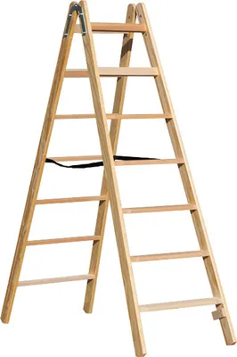 Produktbild von Holz Stufen Doppelleiter Mod. HST - Sprossenanzahl: 2 x 7, Länge: 1,89 m