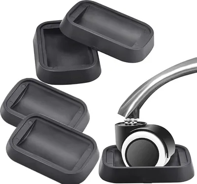Produktbild von 6 Stück Möbeluntersetzer Möbelbecher Schwarz Bettstopper Boden rutschfeste Bodenschutz Stuhlstopper Gummi Rechteckig Stuhl Stopper Antirutsch Klavieruntersetzer für Räder Böden Möbel
