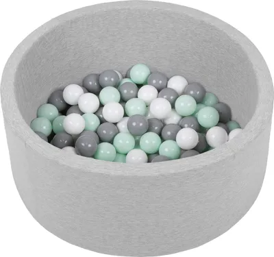 Obrázek produktu pro Petsona kuličkový bazén kuličkový bazén pro psy 70X30cm/150 míčků kulatý kočka králík domácí zvířata pes bazén zvířata pěnový bazén přenosný vyrobeno v EU, světle šedá: bílá/šedá/minzová
