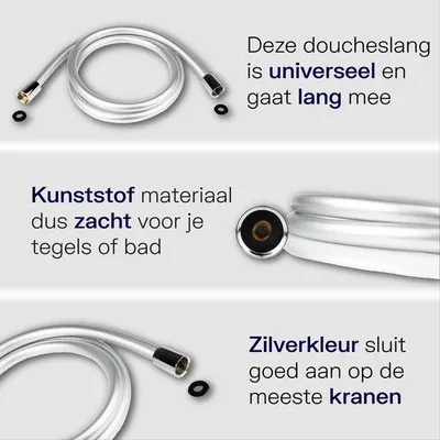 Produktbild von Zilberne Kunststoff-Duschschlauch 150 cm, universell, 1/2 Zoll