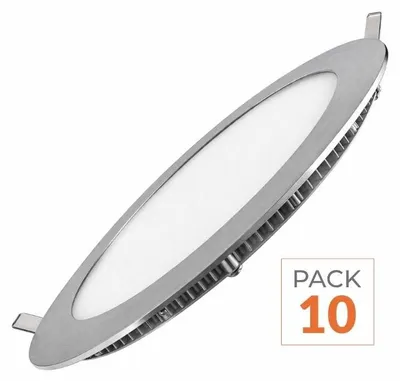 Image de Spot LED encastrable rond, 12W, aluminium - Pack de 10 - Blanc chaud, 2300K - 3500K