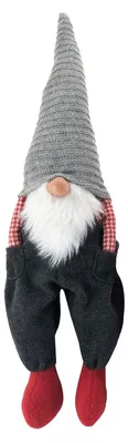 Wichtel 55 cm, grauer Hut, mehrfarbig, Standfigur