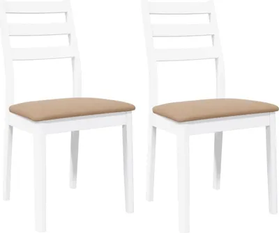 Image de vidaXL Chaises de salle à manger avec coussins 2 pcs. Blanc Bois massif Hévéa