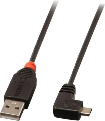 Produktbild von Lindy 31976, 1 m, USB A, Micro-USB B, USB 2.0, Männlich/Männlich, Schwarz