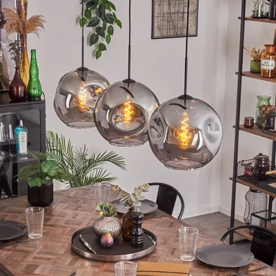 Produktbild von Villamare Hängelampe aus Metall/Glas in Schwarz/Rauchfarben