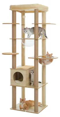 Immagine prodotto di Albero per gatti - Torre per gatti - Casa per gatti - Struttura robusta in legno - Altezza: 180 cm