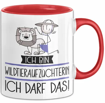 Produktbild von Geschenk für Wildtieraufzüchterin Tasse Lustige Geschenkidee Geburtstag Ich Bin Wildtieraufzüchterin Ich Darf Das (Rot)