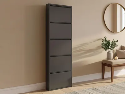 Immagine prodotto di Dmora Scarpiera Afrend 15x50x172h cm Nero, 10 Paia 5 Ante
