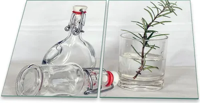 Produktbild von Herdabdeckplatte Glaskeramik 2-Teilig 2x40x52 Kräuter Grau Abdeckung Spritzschutz Glas