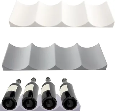 Produktbild von Stapelbarer Weinkühler für den Kühlschrank – Set aus 2 – Rutschfester Flaschenhalter aus Silikon für Kühlschrank, Schrank und Vorratsraum (grau – weiß)