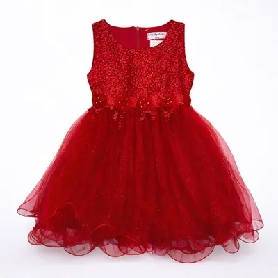 Produktbild von Kinder Festkleid Mädchen Rot – Blumenmädchenkleid mit Tüllrock, Pailletten