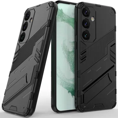 Immagine prodotto di Custodia per Samsung Galaxy S24 Custodia protettiva ibrida in PC TPU antiurto con funzione stand Nero