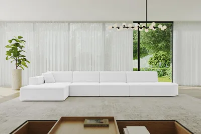 Produktbild von ALTDECOR Ecksofa in L-Form IREA-L3-v4 412x165x77 cm Weiß Corner Sofa Eckcouch Couch Wohnlandschaft Cauchsofa