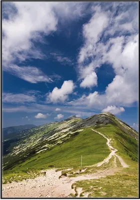 Produktbild von Wallario Wandbild Alpenluft, Größe: 70,30 x 100,30 cm, Poster mit schwarzem Aluminiumrahmen