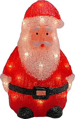 A lighted acrylic Santa Claus decoration.