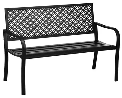 Image de Banc de jardin pour 2 personnes – Banc de jardin en métal | Couleur : Noir | Dimensions : 127 x 63 x 83 cm