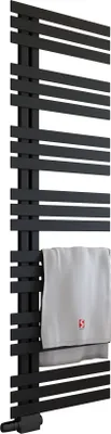 Produktbild von Schulte Heizkörper Emma, 176,4 x 50 cm, seitliche versetzter Mittelanschluss, Farbton Mattschwarz, Stahl pulverbeschichtet, Anschluss an Zentralheizung, Lieferung ohne Thermostat oder Heizstab
