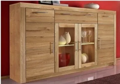 Produktbild von Highboard Anrichte Kommode Sideboard wildeiche teilmassiv, geölt