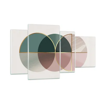 Produktbild von Bilder auf glas - 4 Teile - Abstraktion Räder Minimalismus - 120x70cm - Glasbilder - Wandbilder - Bilder - Wanddekoration aus Glas - Glas Bilder - Wandbild auf Glas - GDL120x70-4399