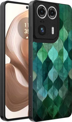 Produktbild von Fit für Motorola Edge 50 Ultra Phone Case mit grünen Blättern Impressum - TPU Backcover Fall grüne Blätter Design - Grün - Smartphonica