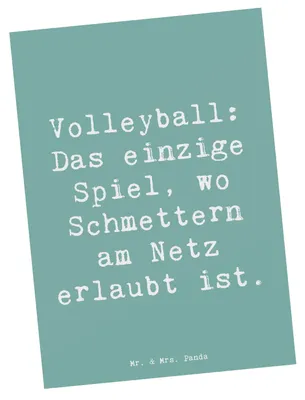Produktbild von Mr. & Mrs. Panda Postkarte Spruch Volleyball Schmettern - Meeresbrise - Geschenk, Postkarten, Schmetterball, spruchkarte, Sportler, Teamsport, Grußkarte, Sport, Geschenke