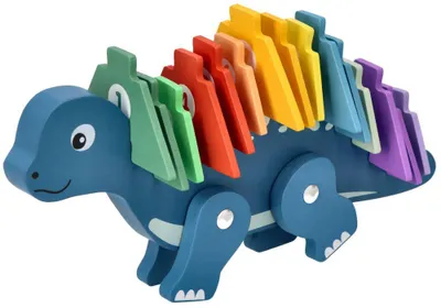 Zdjęcie produktu dla Zabawka edukacyjna puzzle z cyframi - Dinozaur - niebieski