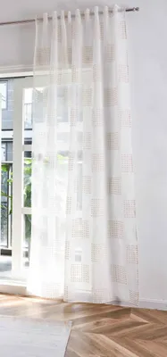 Produktbild von Gardine HxB 245x145 cm Natur Taupe Geo »VALENCIA« Multiband Aufhängung Scherli Transparent Leinen-Optik, 2023480