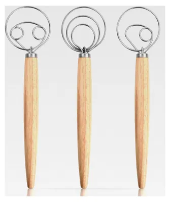 Produktbild von 3 Stück Dänische Teigbesen Set, 13 Zoll Brotteig Mixer, Eierschläger für Küche, Brot, Teig, Kuchen, Gebäck