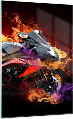 Produktbild von Bilder auf glas - Einteilig - Motorrad Feuer Abstraktion - 70x100cm - Glasbilder - Wandbilder - Bilder - Wanddekoration aus Glas - Glas Bilder - Wandbild auf Glas - GPA70x100-0177