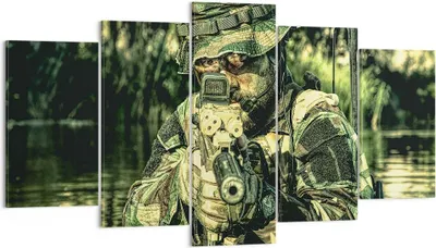 Produktbild von Bild auf Leinwand - Leinwandbild - Soldat Gewehr - 160x85cm - Wand Bild - Wanddeko - Wandbilder - Leinwanddruck - Bilder - Kunstdruck - Wanddekoration - Leinwand bilder - Wandkunst - EA160x85-3945