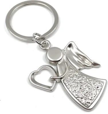 Produktbild von Onwomania - "Engel Herz Muster Schlüsselanhänger - Metall Glücksbringer ideal als Geschenk z.B. für den besten Freund, die beste Freundin, Mama
