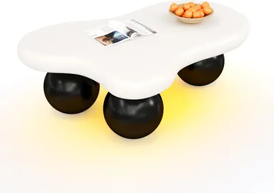 Image de Table basse style nuage avec éclairage LED (16 couleurs au choix), design en forme de nuage, pieds ronds