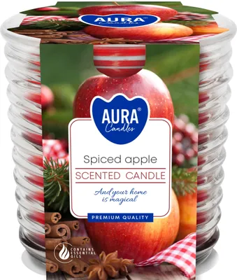 Zdjęcie produktu dla Świeca zapachowa w szkle BISPOL Aura 28H AROMATYCZNE JABŁKO