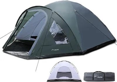 Imagen del producto de Tienda de campaña, modelo para 3-4 personas, tipo cúpula, ligera y resistente al viento. Tienda con porche para actividades al aire libre y camping. Tienda de campaña de 4 personas, de doble capa, ideal para familias, camping, festivales y trekking