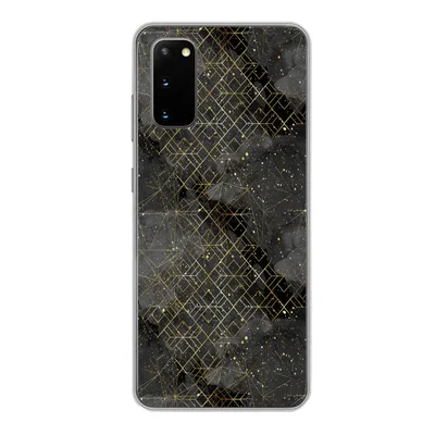 Produktbild von MuchoWow® Handyhülle Schutzhülle Hülle für Samsung Galaxy S20 Marmor - Schwarz - Gold - Geometrie Silikon Softcase Handy Hülle - Bild