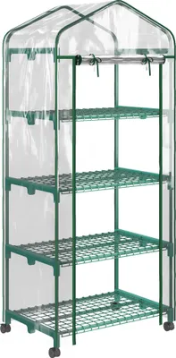 Zdjęcie produktu dla Szklarnia Outsunny z rolką, półkami, folia zimowa do szklarni ze stali, szklarnia na balkon, do ogrodu, do uprawy pomidorów 69 x 50 x 165 cm, szklarnia do uprawy pomidorów, kwiatów, roślin Przezroczysta