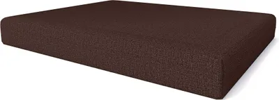 A brown cushion for a pallet sofa, shown from a diagonal angle on a white background.
