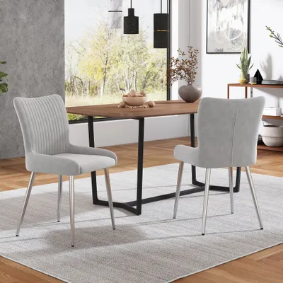 Produktbild von Sweiko Esszimmerstuhl Lounge-Stuhl Polsterstühle Wohnzimmerstuhl Sofastuhl mit vier Metallstützbeinen,Wohnzimmer, Schlafzimmer Samt 2er-Set