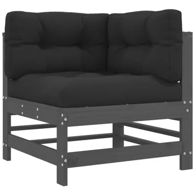 Produktbild von vidaXL Ecksofa mit Kissen Grau Massivholz Kiefer