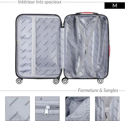 Image de MONZANA® Valise rigide Exopack noir Taille M Serrure TSA 4 Roues 360° Poignée télescopique Plastique ABS voyage avion