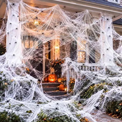 Halloween Spinnennetz 300 g mit 60 Spinnen, dehnbar