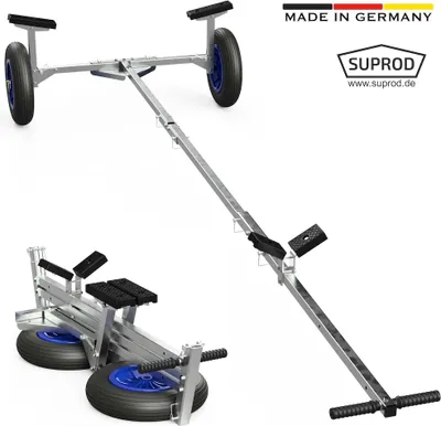 Immagine prodotto di Carrello da barca pieghevole carrello per il lancio delle barche rimorchio a mano carrello per barca gonfiabile rimorchio de barca SUPROD TR350-B, PU, Ø 350 mm, nero/blu