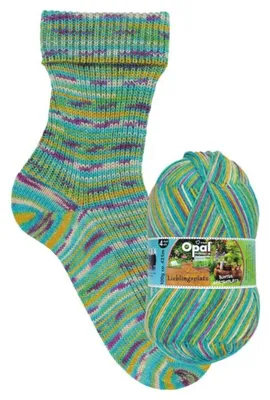 Produktbild von Opal LIEBLINGSPLATZ 4-fach Pullover- und Sockenwolle, perfekt für gemütliche Socken Farbe 11464 - Bunter Gartenplatz