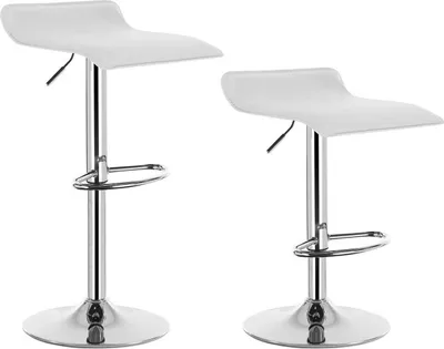 Produktbild von WOLTU Barhocker 2er Set, verchromter Stahl, Antirutschgummi, pflegeleichter Kunstleder, Weiß