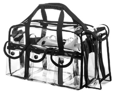 Imagen del producto de Bolsa impermeable para maquillaje, transparente, con asa