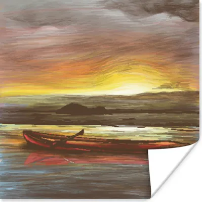Produktbild von MuchoWow® Poster Boot - Meer - Sonne 100x100 cm - Babyzimmer