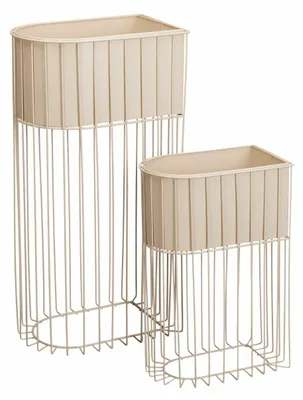 Obrázok produktu pre HOWHOMELY | Kvetináč – obal na kvetináč – sada 2 ks – béžový – kvetináč – do záhrady – moderný – na podstavcoch