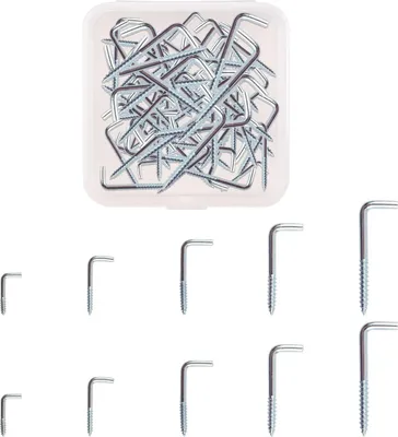 Produktbild von Zeltappende Haken 120er Set, 5 Größen, L-förmig, Schulterlos, Barhaken, Inn- und Außen, Silber